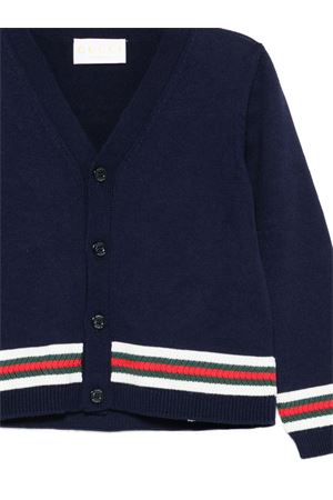 cardigan in cotone blu GUCCI KIDS | 852858XKFDC4044